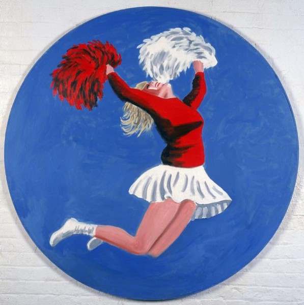 Cheerleader Tondo, 2001 (oil on canvas)