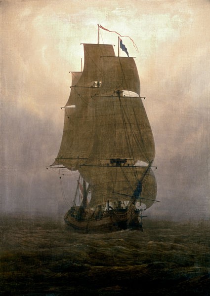 Segelschiff im Nebel