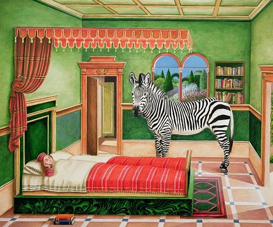 Zebra in a Bedroom, 1996 (acrylic on board)