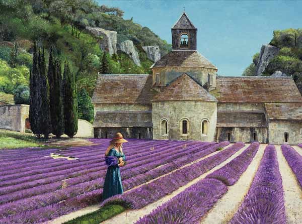 Lavender Picker, Abbaye Senanque, Provence (oil on canvas)