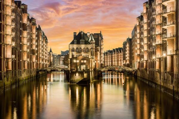 Wasserschloss in der Speicherstadt in Hamburg