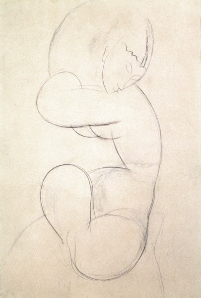 Seated Female Nude (blue chalk)